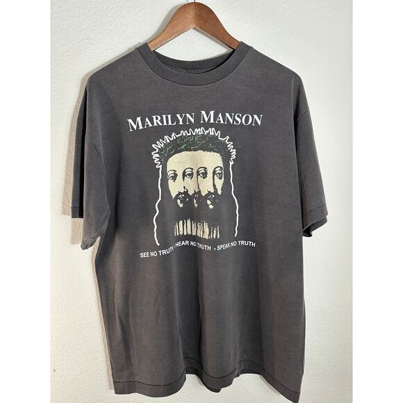 Marilyn Manson Believe Vintage Reprint Single Stitch T-shirt Giant Tag - Picture 1 of 6